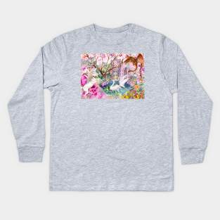 Sakura Swans Kids Long Sleeve T-Shirt